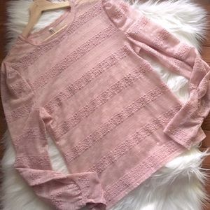 Free People Intimately Pink Sheer Lace Long Sleeve
